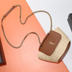 Saint Laurent Mini Manon In Raffia And Aged Vegetable-Tanned Leather Coffee